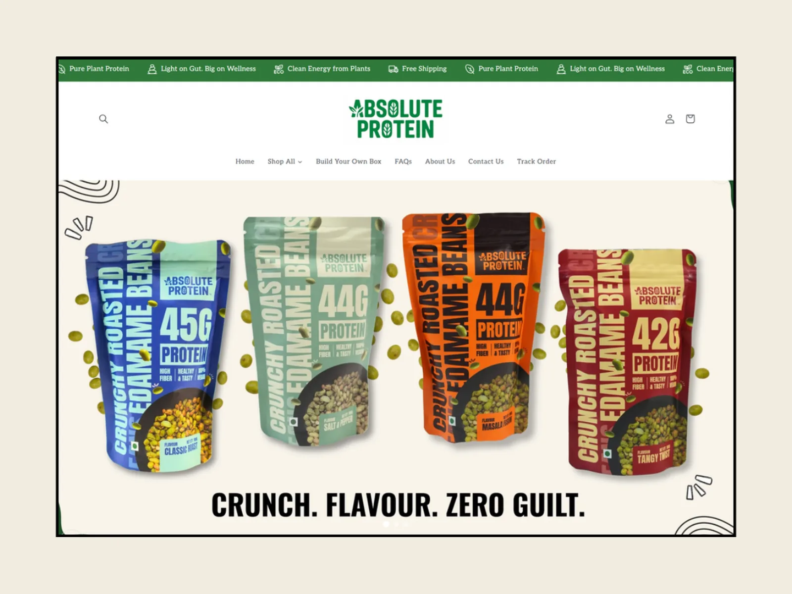 Absolute Protein: Home page: hero banner · banner design & product photography by Talknlock