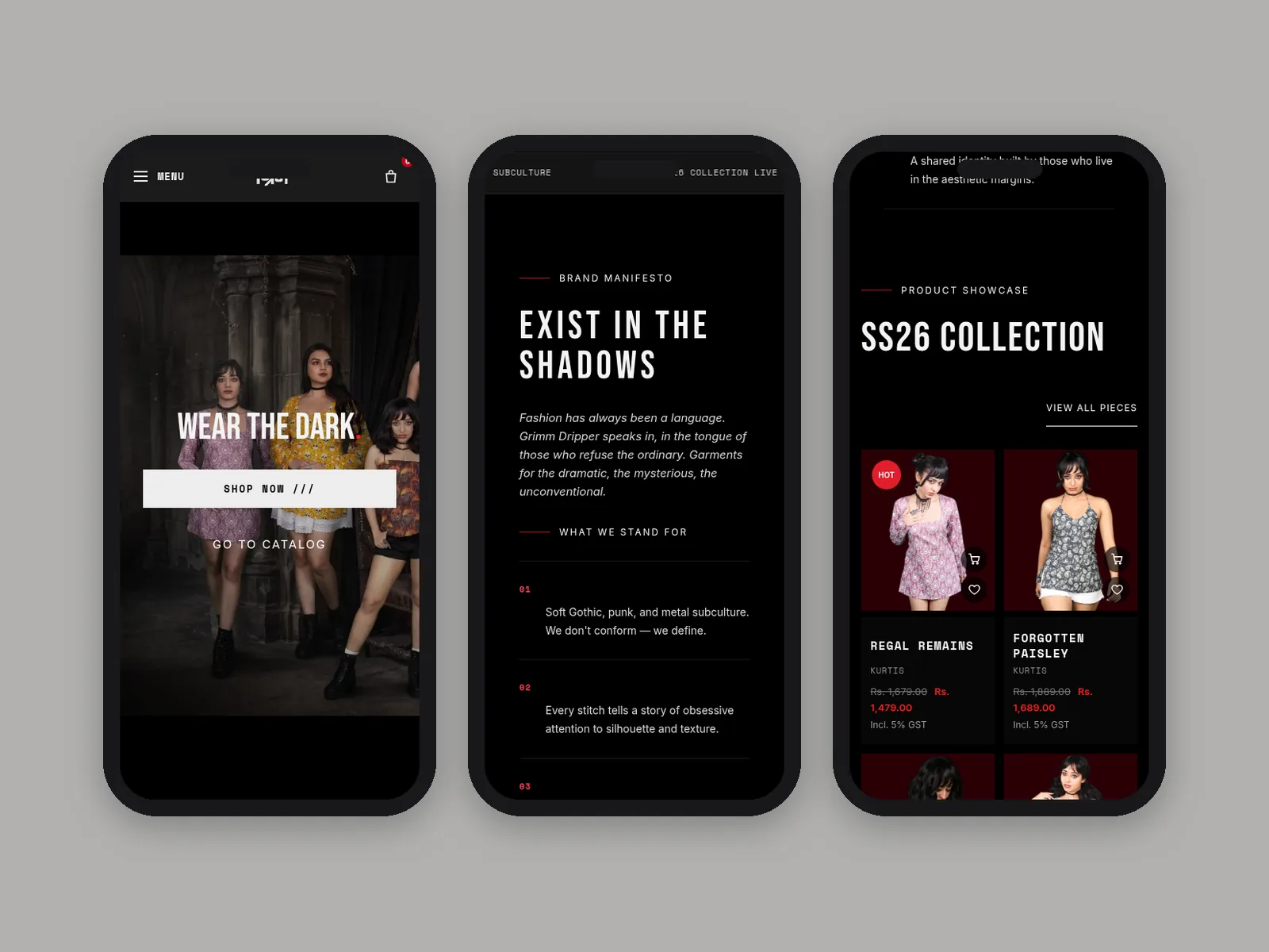 Grimm Dripper: Mobile screens · banner design & product photography by Talknlock