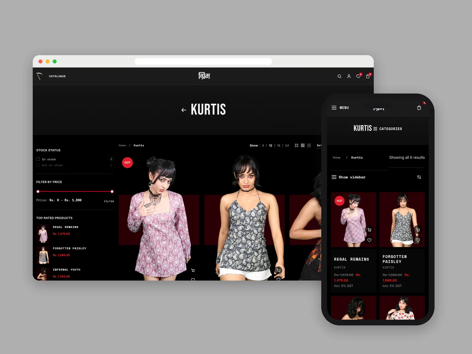 Grimm Dripper: Collection page on desktop and mobile · product photography by Talknlock