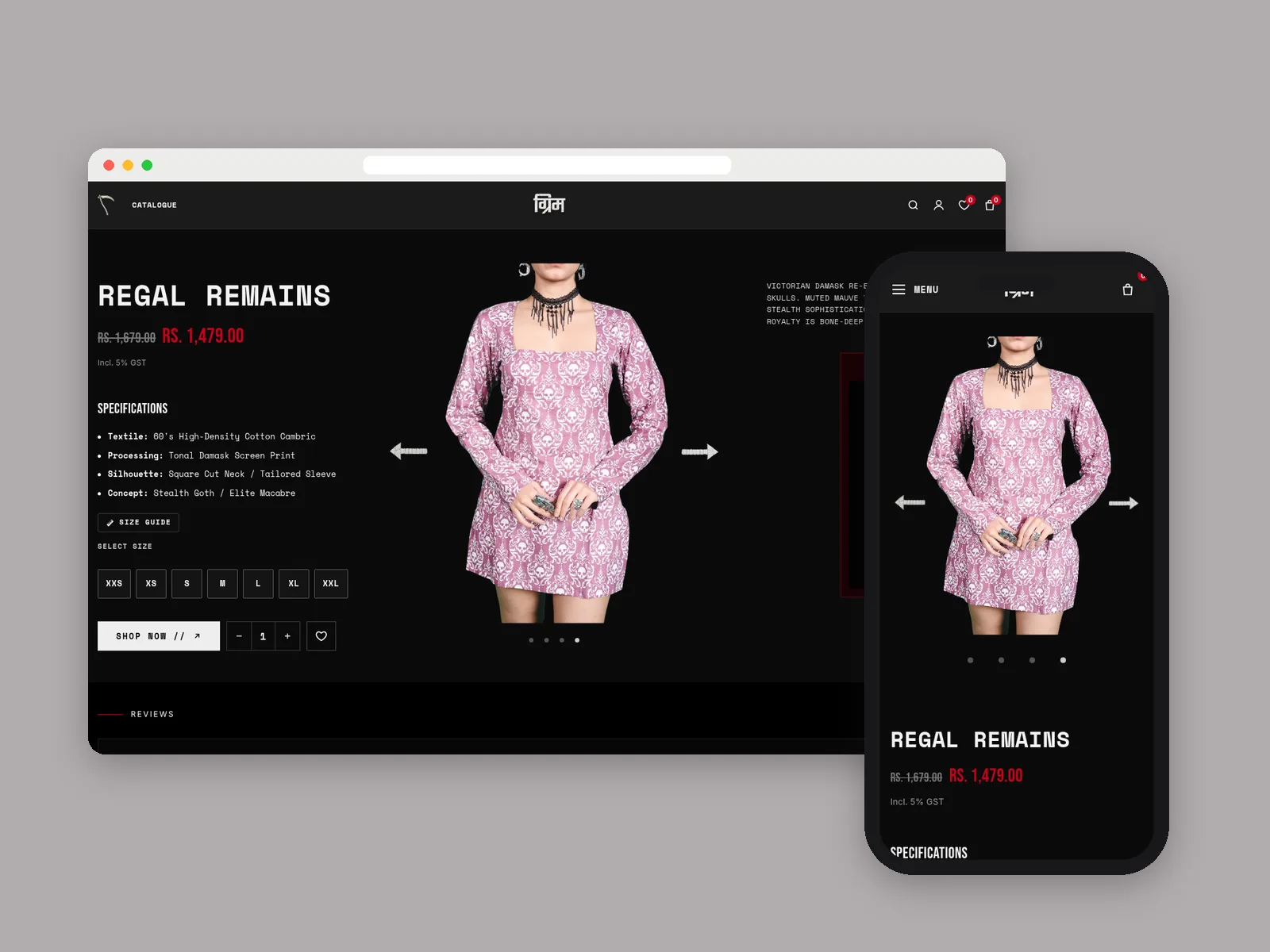 Grimm Dripper: Product page on desktop and mobile · product photography by Talknlock