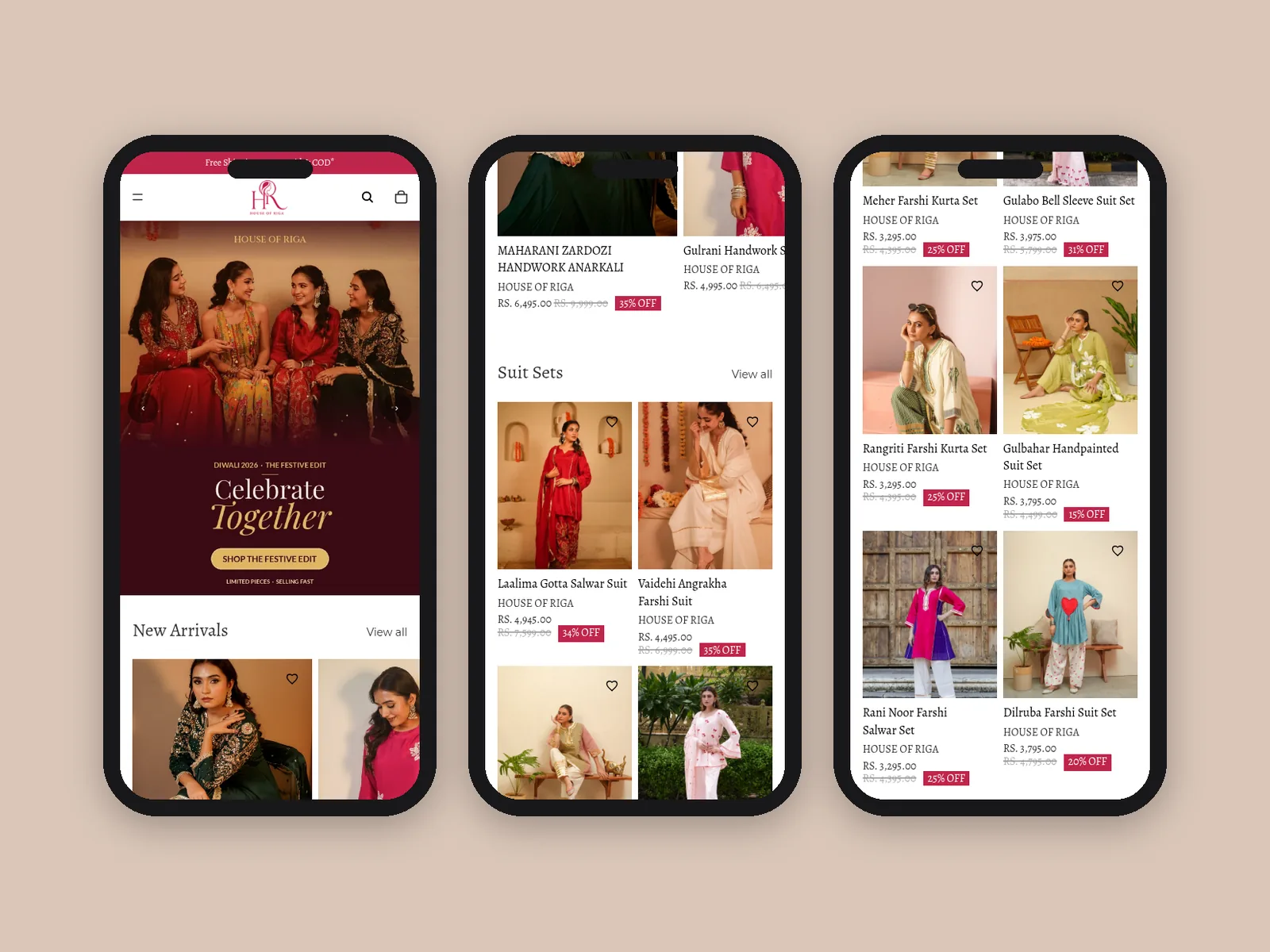 House of Riga: Mobile screens · banner design & product photography by Talknlock