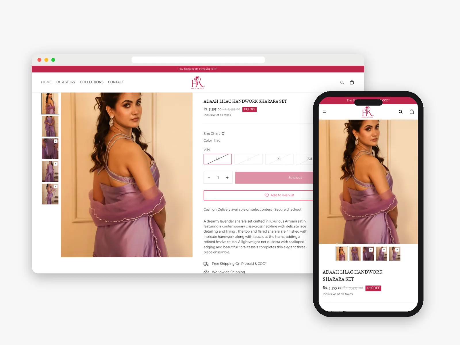 House of Riga: Product page on desktop and mobile · product photography by Talknlock
