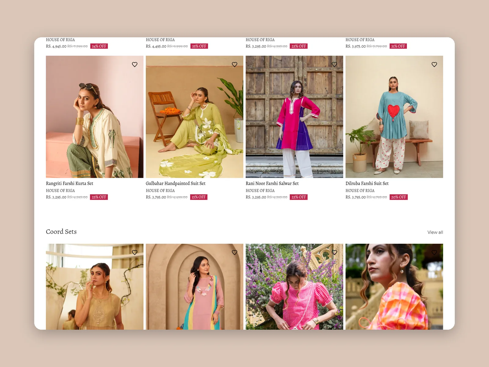 House of Riga: Homepage section, close-up · product photography by Talknlock
