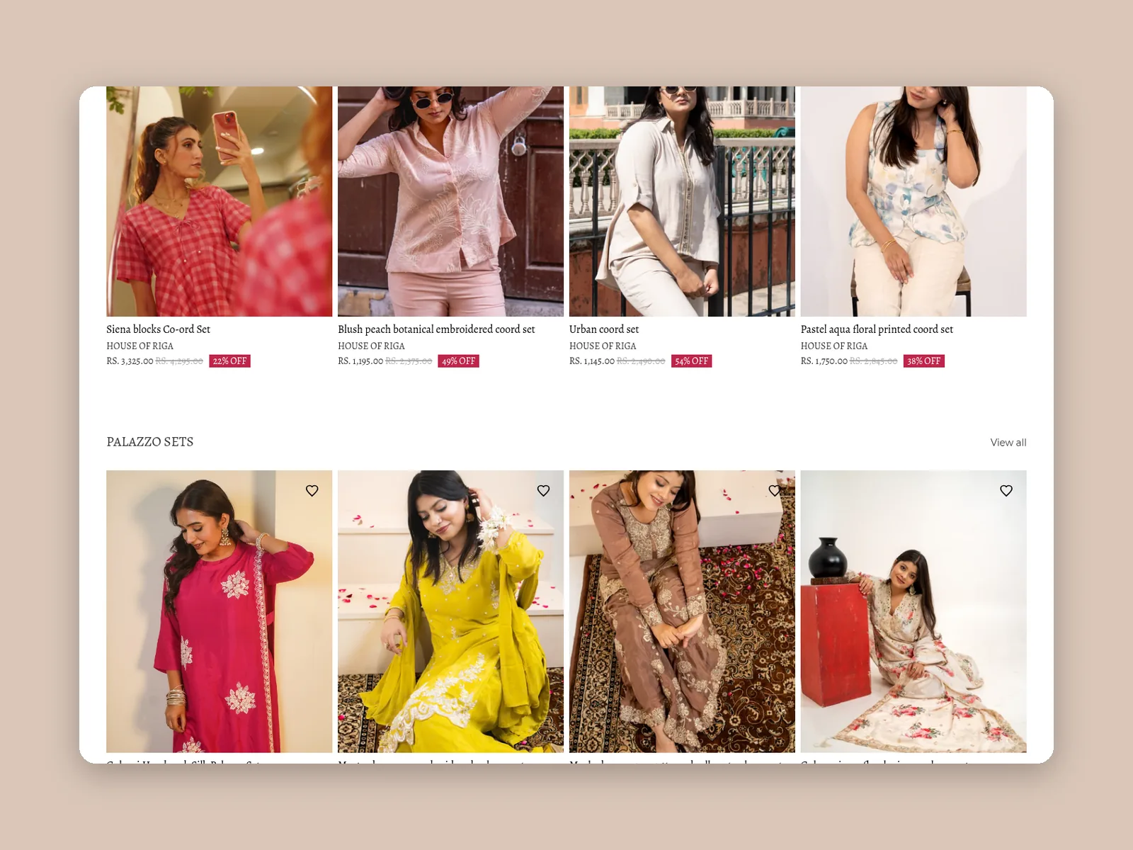 House of Riga: Homepage section, close-up · product photography by Talknlock