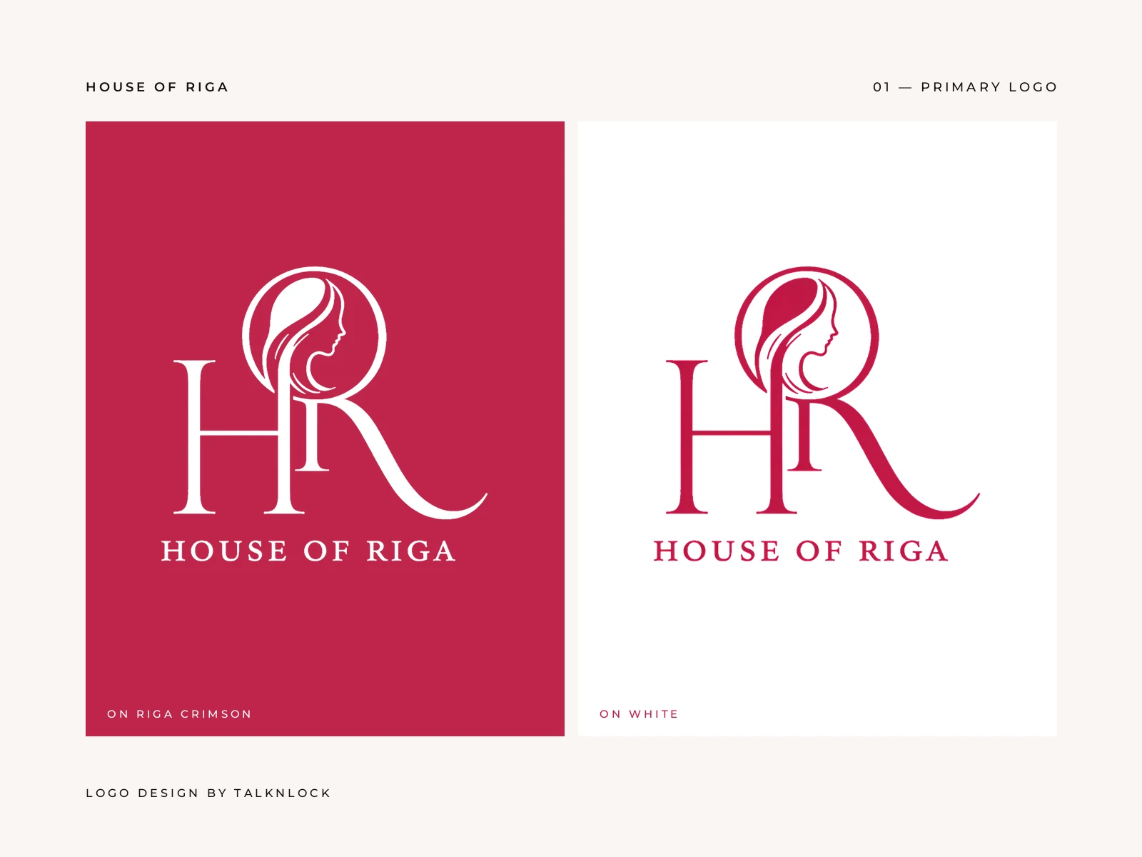 House of Riga: Primary logo on Riga Crimson and on white