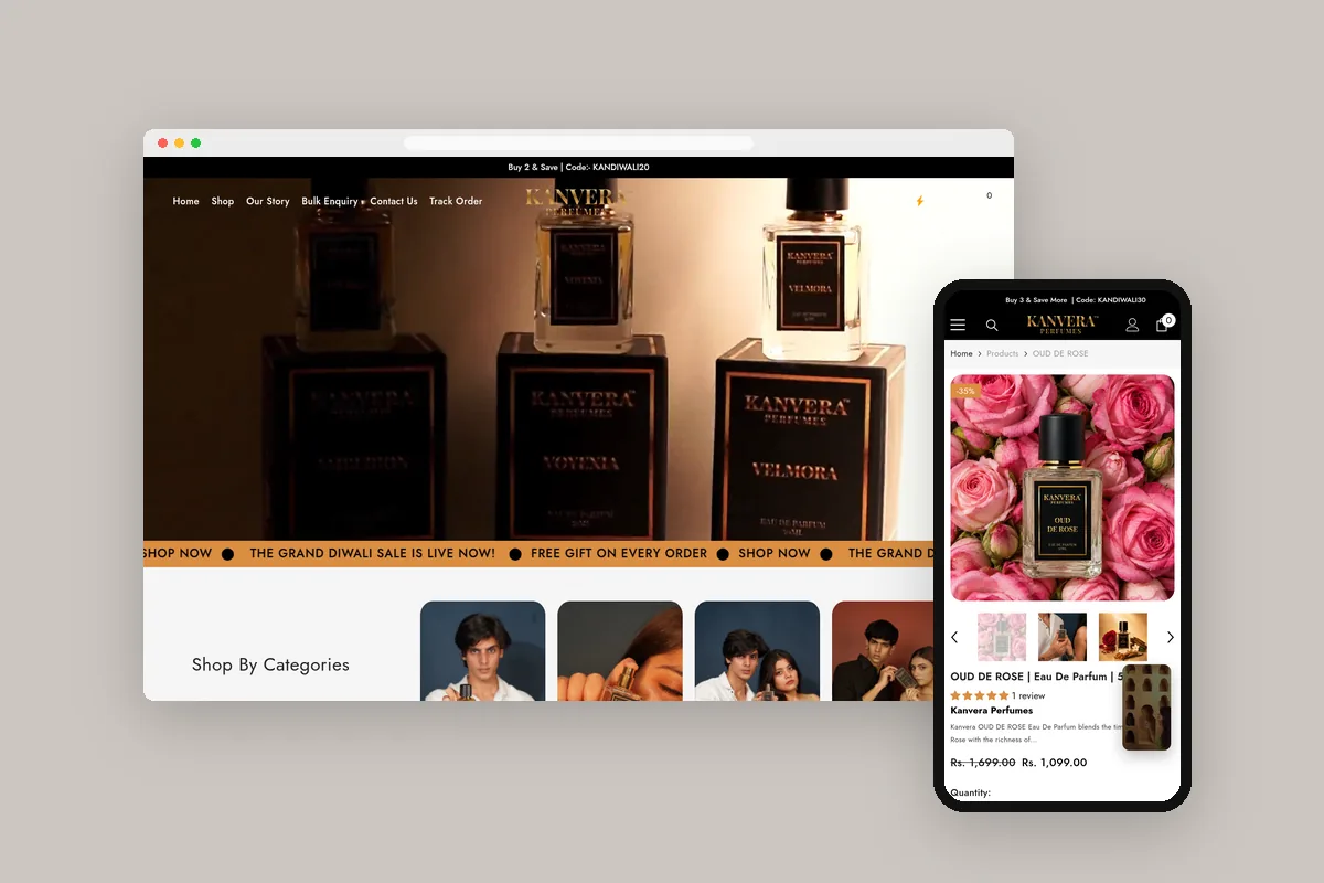 Kanvera Perfumes: Website design & development
