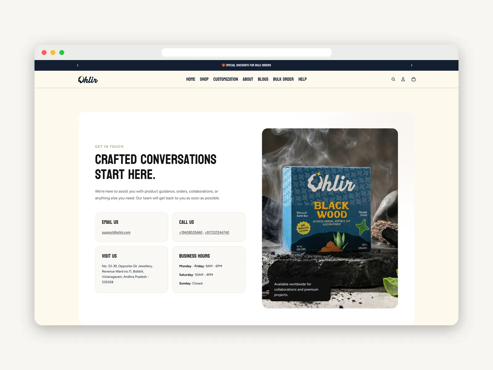 Ohlir: Contact page design