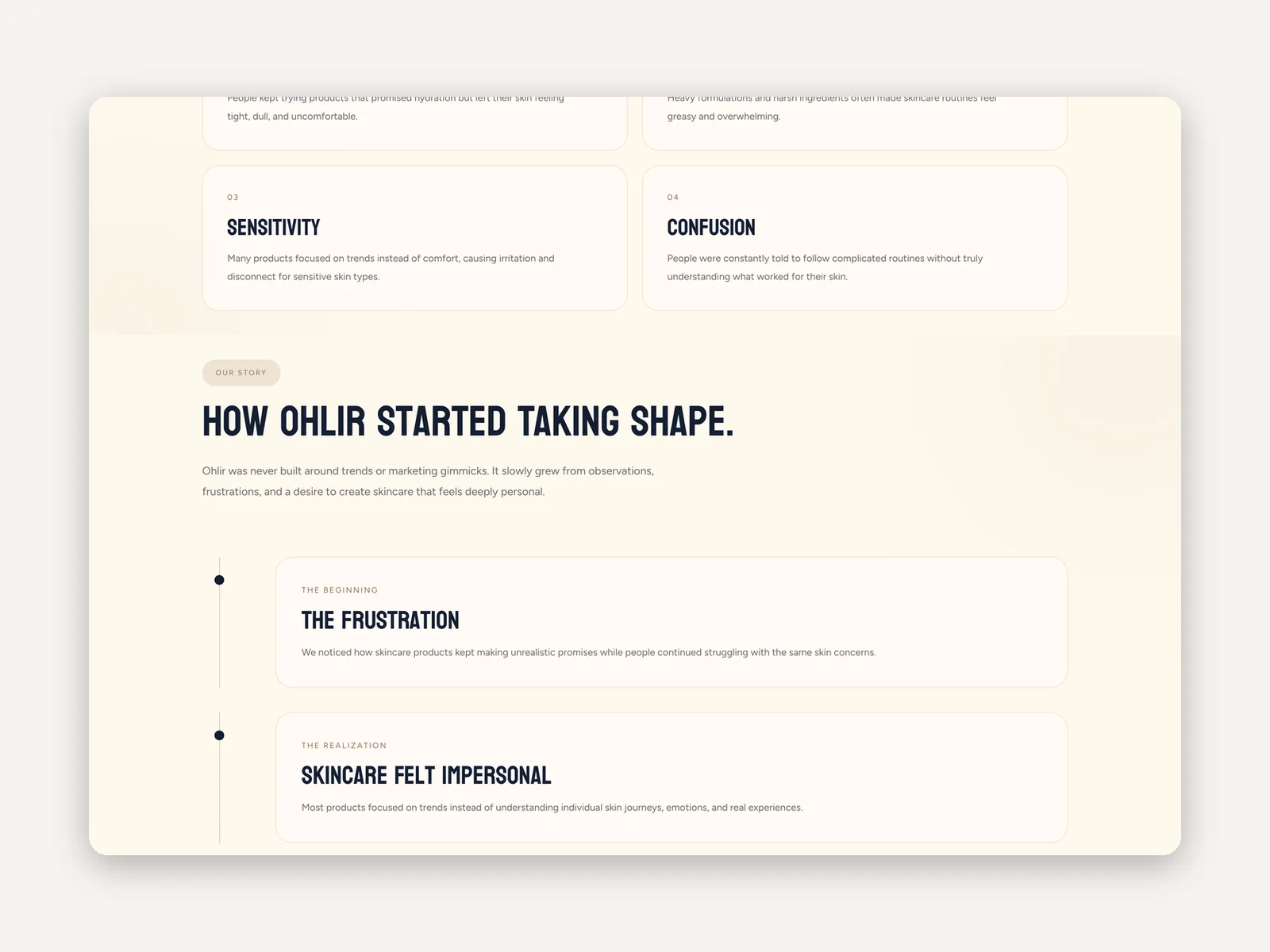 Ohlir: About page section, close-up