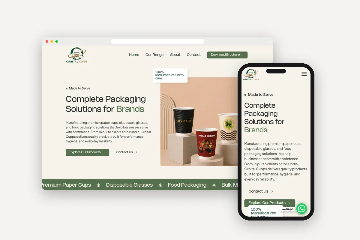 Orbital Cupps: Website design & development