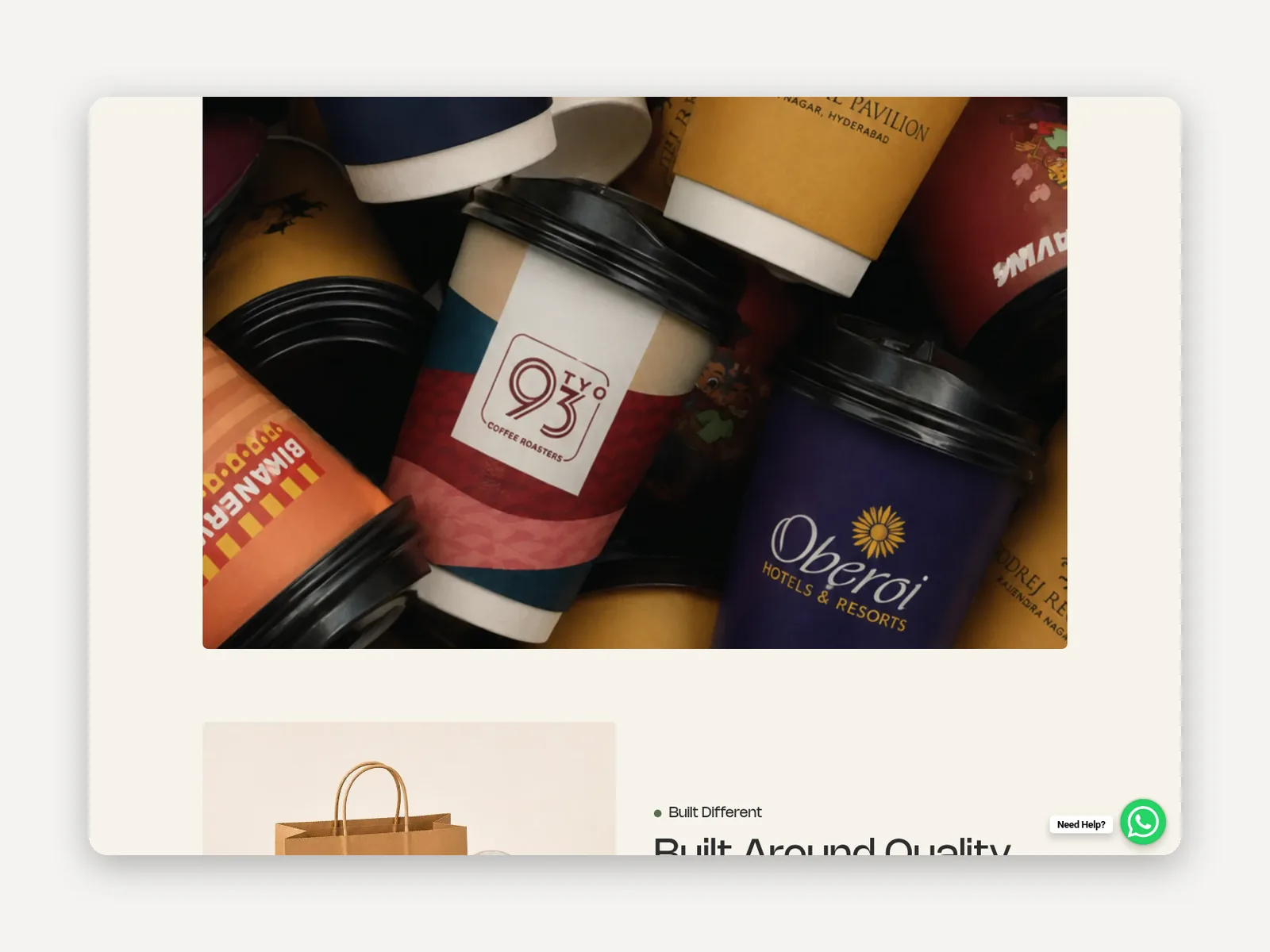 Orbital Cupps: Homepage section, close-up