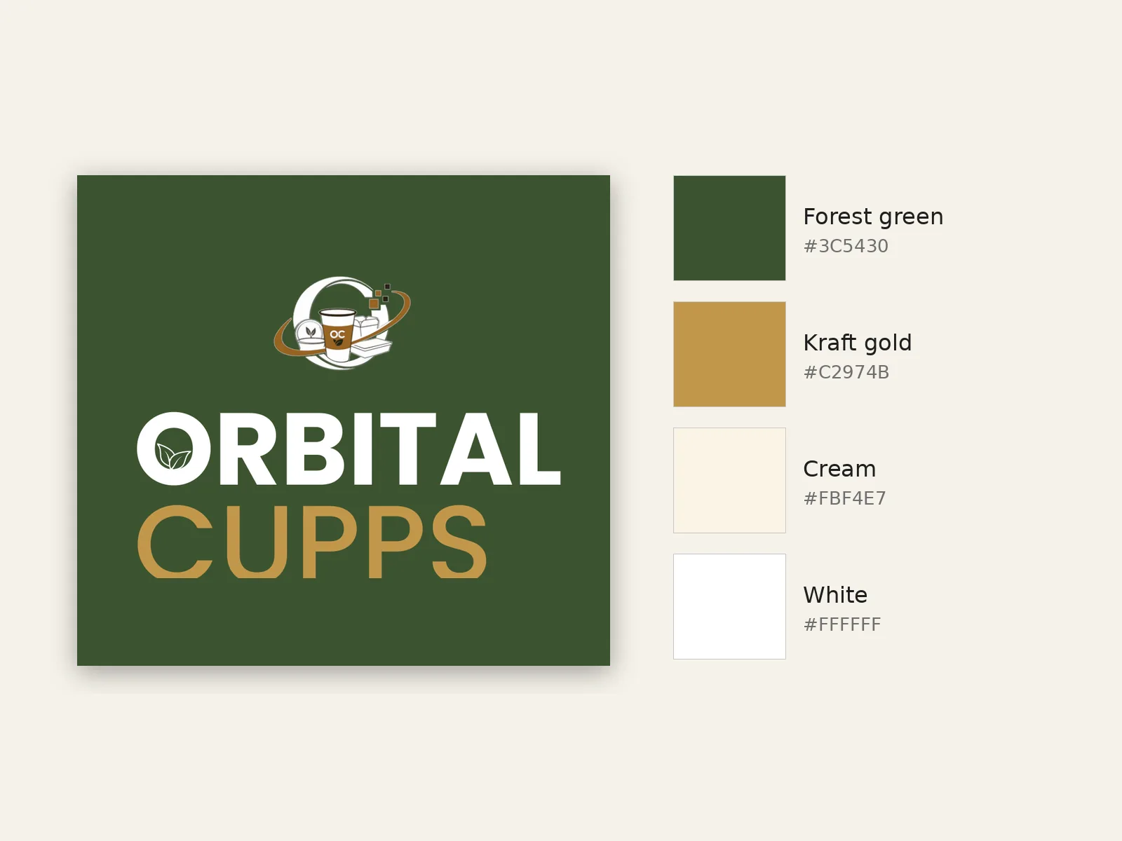 Orbital Cupps: Logo lockup and colour palette