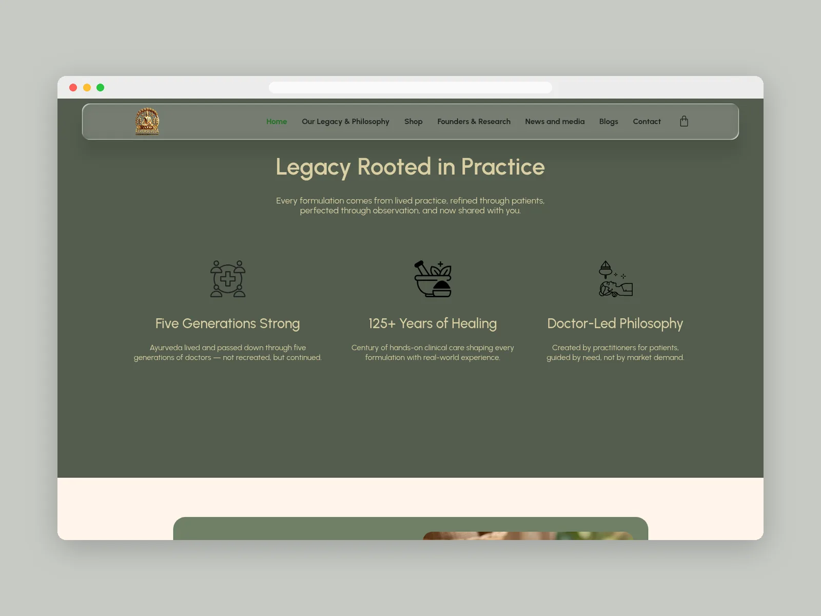 Reverse Veda: “Legacy Rooted in Practice” trust badges