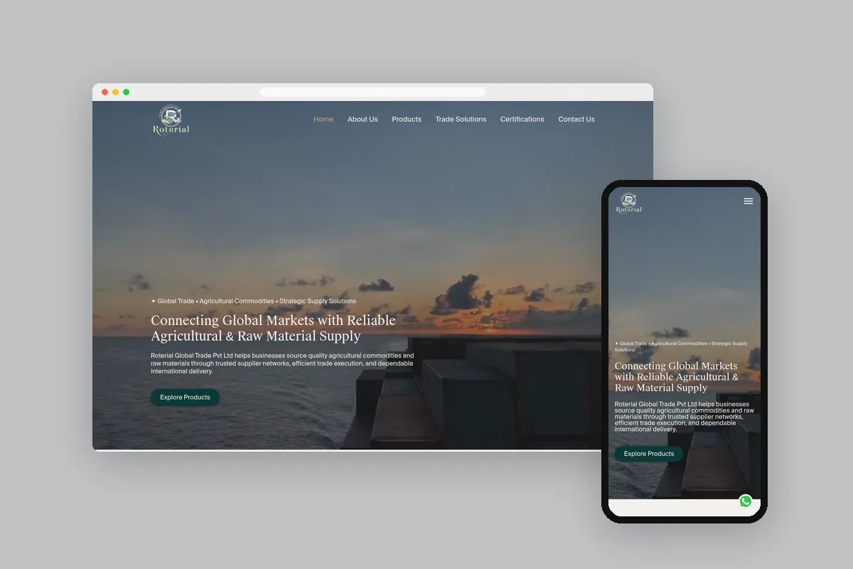 Roterial Global Trades: Website design & development