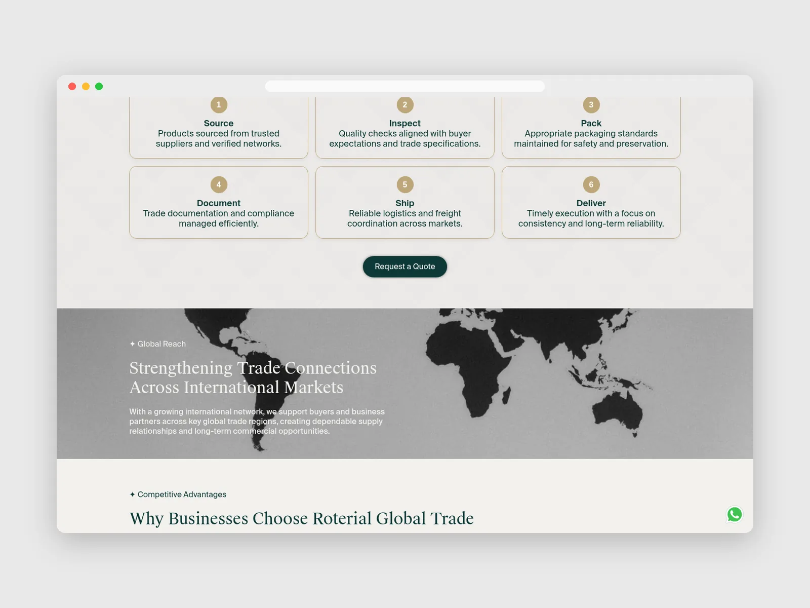 Roterial Global Trades: Global reach map