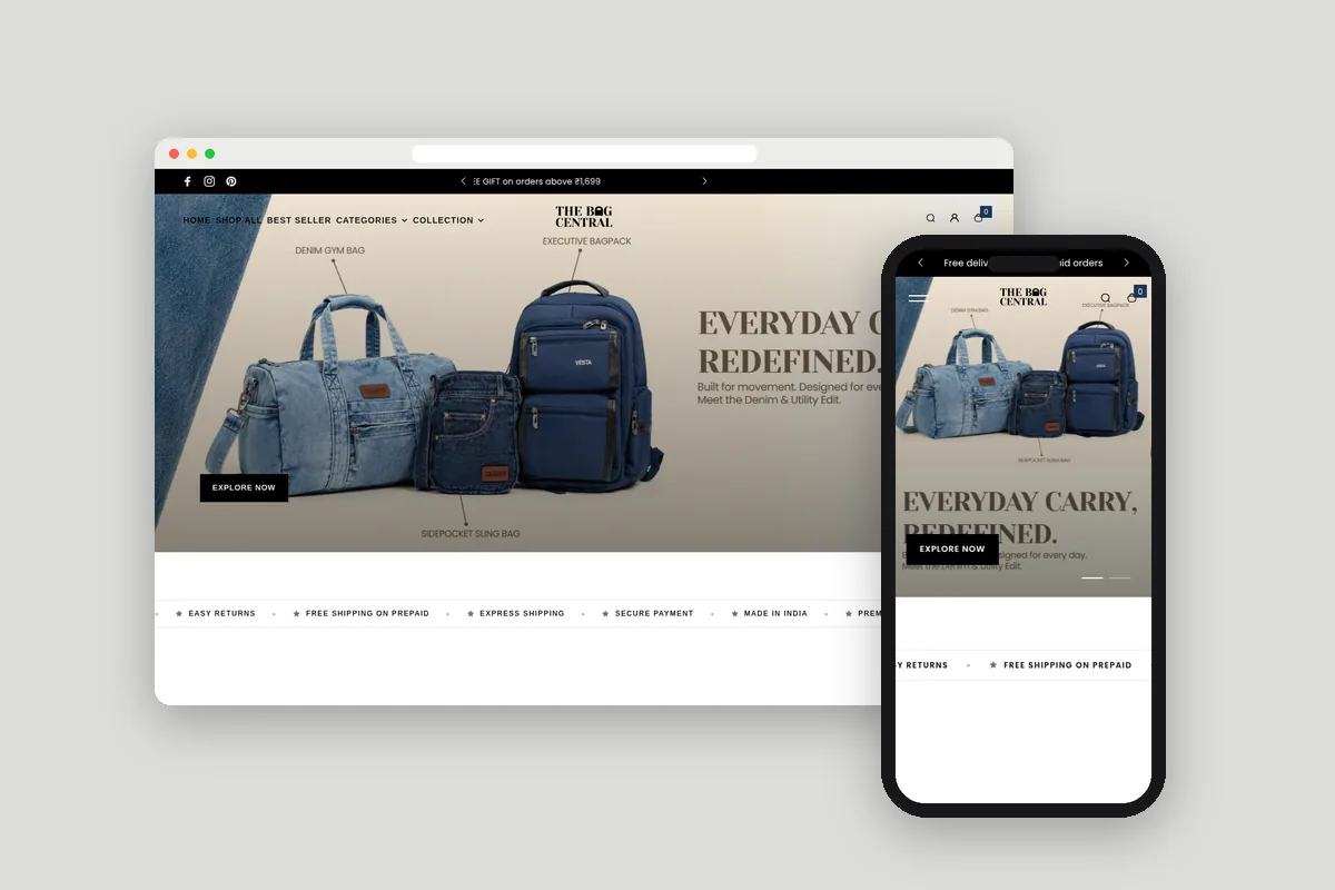 The Bag Central: Website design & development
