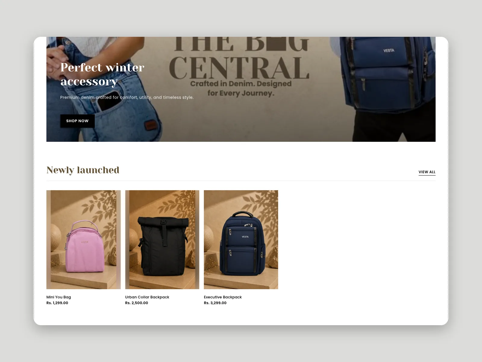 The Bag Central: Homepage section, close-up