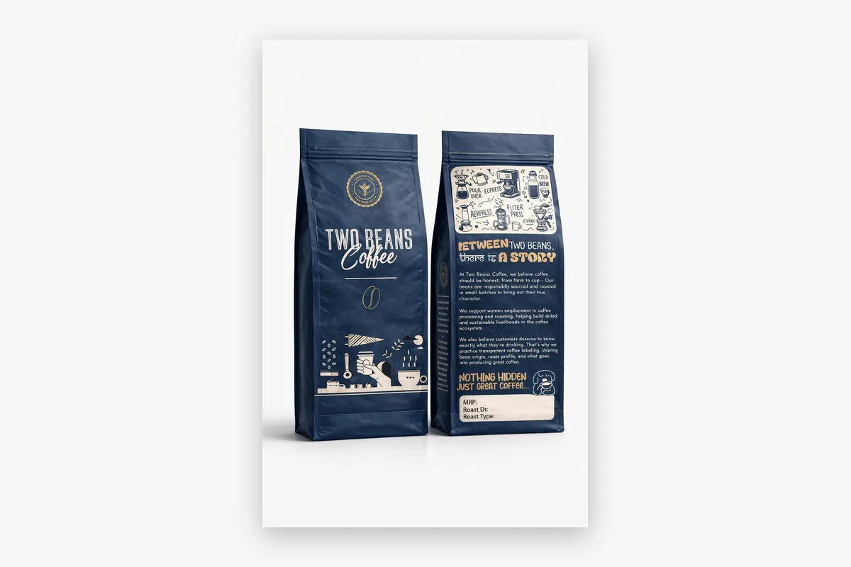 Two Beans Coffee: Packaging design