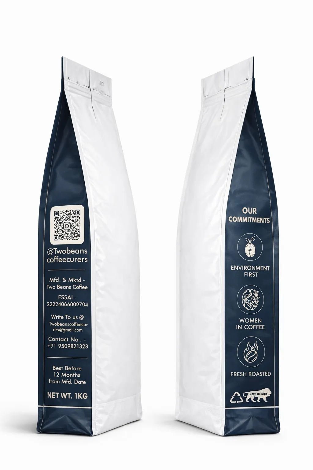 Two Beans Coffee: Coffee bean pouch: side gussets